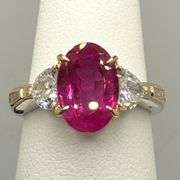 GIA certified large very fine Ruby and diamond ring in white and PT100 gold, size 6.5