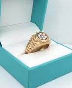 10kt Yellow gold 0.55ctw diamond cluster Rolex style ring