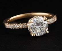 1.80ctw Round Diamond Under Halo Straight Engagement Ring in 14K