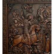 Hand-Carved St. George & Dragon Wall Art Beechwood