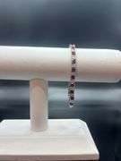 Gorgeous 18kt White Gold Simulated Red Ruby  Diamond Tennis Bracelet