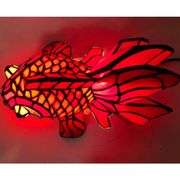 Handcrafted Stained Glass Red Goldfish Lamp