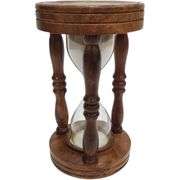 Teak Wood Hourglass with White Sand