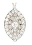 Vintage 3.28ctw Diamond Milgrain Heirloom Marquise Shaped Pendant in 14K