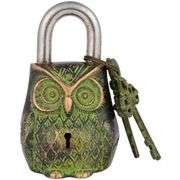 Brass Owl Padlock with Keys