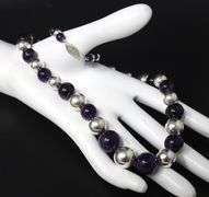 925 Sterling silver amethyst and silver beads necklace