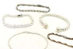 Group lot of 5 vintage 925 sterling silver bracelets