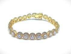 Dazzling 18 Kt Gold Plated 12.5 Ctw Lab Smulated Diamond Tennis Bracelet