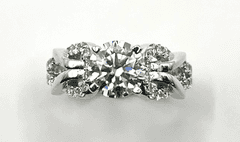 14 Kt White Gold Plated Sparkling 3.15 Ct White Ice Blue Simulated Diamond Ring