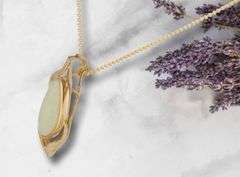 14kt Yellow gold Free Form Opal Pendant on Chain