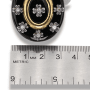 Old Vintage 40 Ct Black Oval Onyx with Natural Diamond Brooch