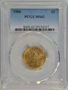 Choice BU 1900 US $5 Liberty Gold Piece. PCGS MS62