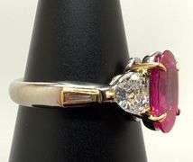 GIA certified large very fine Ruby and diamond ring in white and PT100 gold, size 6.5