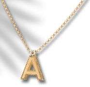 18kt Yellow gold Roberto coin princess cut diamond A initial pendant on adjustable chain