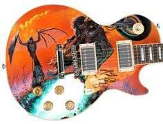 Meat Loaf Signed Custom Graphics Bat Out of Hell LP Guitar ACOA