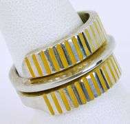 Vintage Norwegian Wide Sterling Enameled Ring, 7.5
