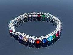 Incredible 18 Kt White Gold Plated Mixed Color Simulated Sapphire Tennis Bracelet