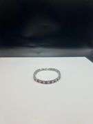 Gorgeous 18kt White Gold Simulated Red Ruby  Diamond Tennis Bracelet