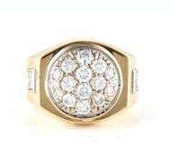Gents 1.85ctw Round and Princess Cut Diamond Cluster Ring in 14K