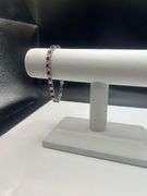Gorgeous 18kt White Gold Simulated Red Ruby  Diamond Tennis Bracelet