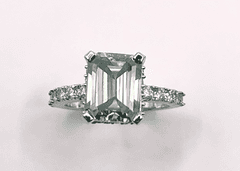 14 Kt White Gold Plate Rare 6.5 Ct VVs1 Emerald Green Fire Moissanite Ring