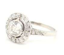 Platinum 0.50ctw European cut halo diamond ring