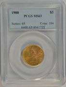 Gorgeous Choice BU 1900 US $5 Liberty Gold Piece. PCGS MS63