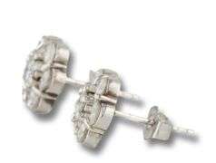 Platinum 2ctw moissanite and diamond mixed cluster flower style earrings