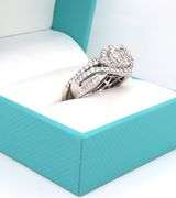 14kt White gold 1.50ctw diamond cluster wedding set