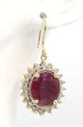 14kt Yellow gold ruby and diamond cluster earrings