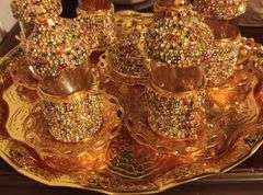 Crystal-Embellished Turkish Tea Glass Set with Holders & Saucers