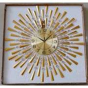 Large Gold Metal Crystal Wall Silent Clock