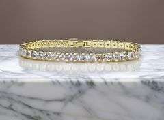 Stunning 14 Kt Yellow Gold Plated Simulated Diamond Tennis Bracelet