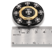 Old Vintage 40 Ct Black Oval Onyx with Natural Diamond Brooch