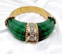 1960 Vintage 18K Gold Malachite and Diamond Piece