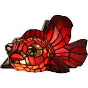 Handcrafted Stained Glass Red Goldfish Lamp