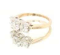 14kt Yellow gold 1.25ctw European and round cut 3 stone diamond ring