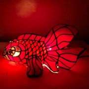 Handcrafted Stained Glass Red Goldfish Lamp