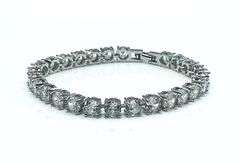 Beautiful 18 Kt White Gold Lab Simulated Diamond Tennis Bracelet