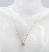 10kt Yellow gold 0.25ctw 2 toned diamond cluster pendant on chain