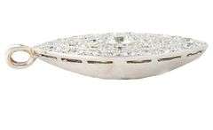 Vintage 3.28ctw Diamond Milgrain Heirloom Marquise Shaped Pendant in 14K