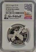 Flawless 2023-W $100 Platinum Eagle. NGC PF70 UC Freedom of Speech Signed