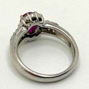 Very nice quality Ruby and diamonds on 14k white gold ring, size 5.5