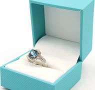Rare Gorgeous 2.00CTS London Blue Topaz & 0.35CTW single cur faceted Diamond Ring in Sterling Silver