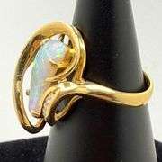 Exquisite 14k Gold Diamond and Fine Opal Set: Ring, Pendant, Earrings