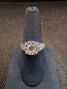 ELEGANT 14K WHITE GOLD CLUSTER ENGAGEMENT RING