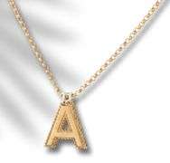 18kt Yellow gold Roberto coin princess cut diamond A initial pendant on adjustable chain