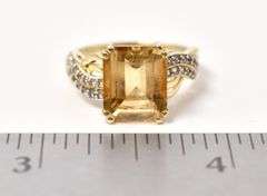 Amazing Citrine and Diamond Ring in 10K Yellow Gold