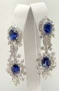 investment quality natural Sapphire and diamonds earrings, 2 inch tall and very large