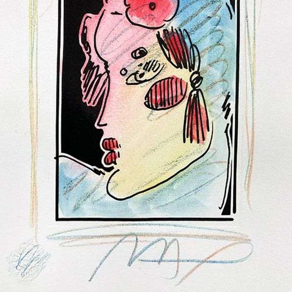 Lady with Profile and Flowers II by Peter Max